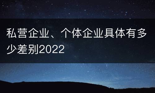私营企业、个体企业具体有多少差别2022