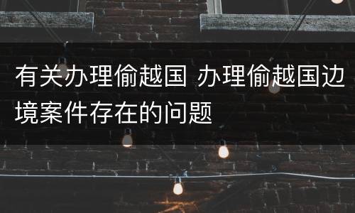 有关办理偷越国 办理偷越国边境案件存在的问题