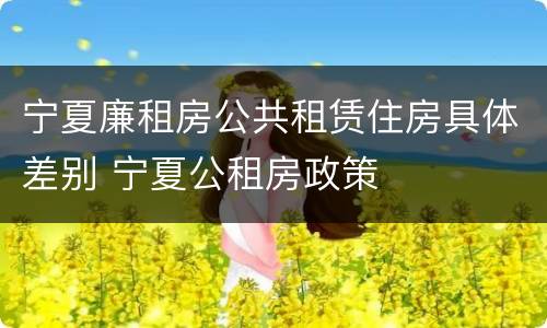 宁夏廉租房公共租赁住房具体差别 宁夏公租房政策