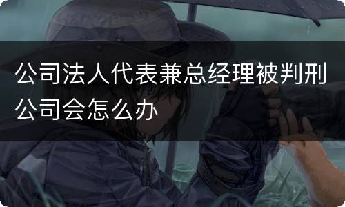 公司法人代表兼总经理被判刑公司会怎么办