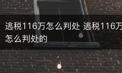 逃税116万怎么判处 逃税116万怎么判处的