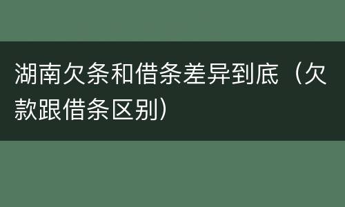湖南欠条和借条差异到底（欠款跟借条区别）