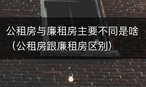 公租房与廉租房主要不同是啥（公租房跟廉租房区别）