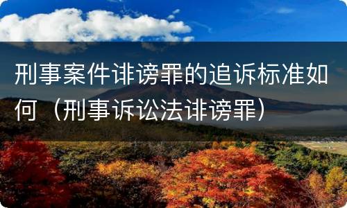 刑事案件诽谤罪的追诉标准如何（刑事诉讼法诽谤罪）
