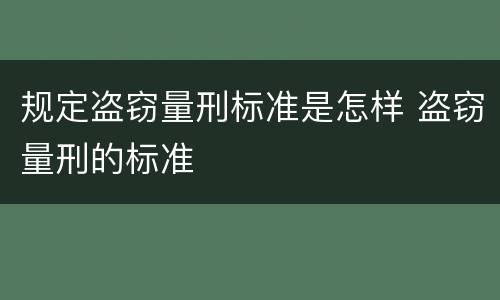 规定盗窃量刑标准是怎样 盗窃量刑的标准