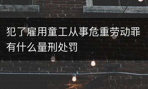 犯了雇用童工从事危重劳动罪有什么量刑处罚