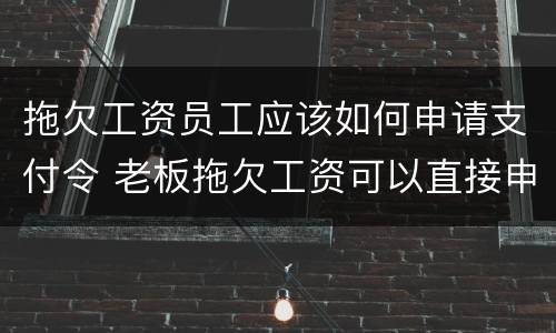 拖欠工资员工应该如何申请支付令 老板拖欠工资可以直接申请支付令吗