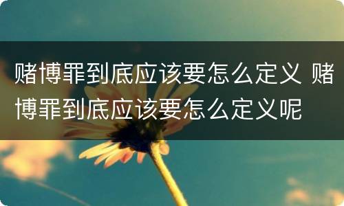 赌博罪到底应该要怎么定义 赌博罪到底应该要怎么定义呢