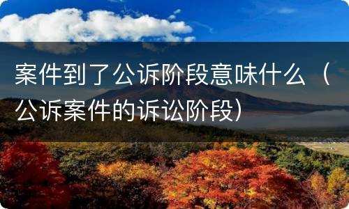案件到了公诉阶段意味什么（公诉案件的诉讼阶段）