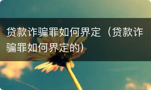 贷款诈骗罪如何界定（贷款诈骗罪如何界定的）