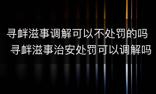 寻衅滋事调解可以不处罚的吗 寻衅滋事治安处罚可以调解吗
