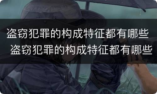 盗窃犯罪的构成特征都有哪些 盗窃犯罪的构成特征都有哪些方面