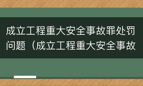 成立工程重大安全事故罪处罚问题（成立工程重大安全事故罪处罚问题清单）