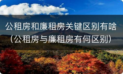 公租房和廉租房关键区别有啥（公租房与廉租房有何区别）