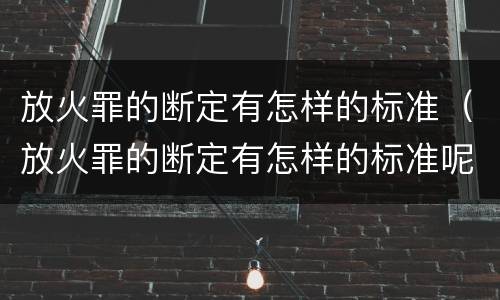 放火罪的断定有怎样的标准（放火罪的断定有怎样的标准呢）