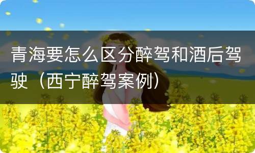 青海要怎么区分醉驾和酒后驾驶（西宁醉驾案例）