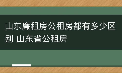 山东廉租房公租房都有多少区别 山东省公租房