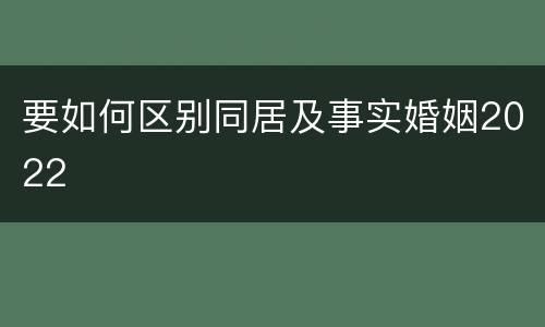 要如何区别同居及事实婚姻2022