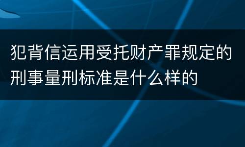 犯背信运用受托财产罪规定的刑事量刑标准是什么样的