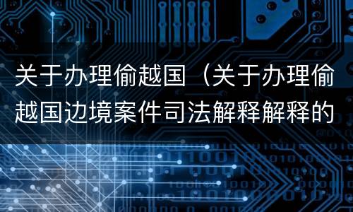 关于办理偷越国（关于办理偷越国边境案件司法解释解释的理解和适用）