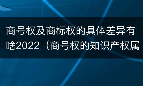 商号权及商标权的具体差异有啥2022（商号权的知识产权属性）