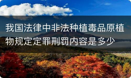 我国法律中非法种植毒品原植物规定定罪刑罚内容是多少