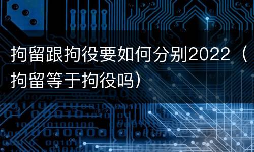 拘留跟拘役要如何分别2022（拘留等于拘役吗）