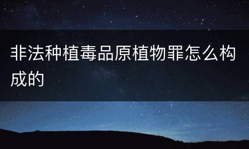 非法种植毒品原植物罪怎么构成的