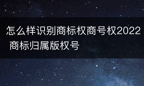 怎么样识别商标权商号权2022 商标归属版权号