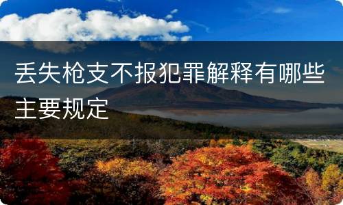 丢失枪支不报犯罪解释有哪些主要规定