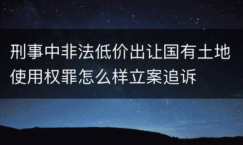 刑事中非法低价出让国有土地使用权罪怎么样立案追诉