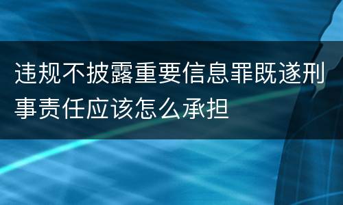 违规不披露重要信息罪既遂刑事责任应该怎么承担