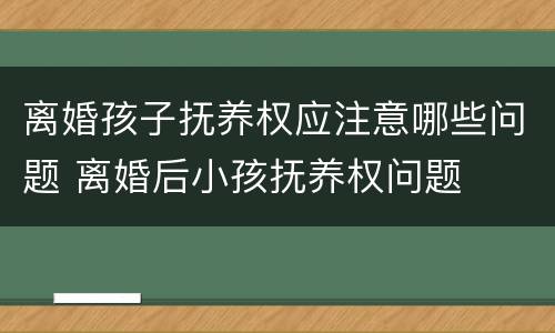 离婚孩子抚养权应注意哪些问题 离婚后小孩抚养权问题