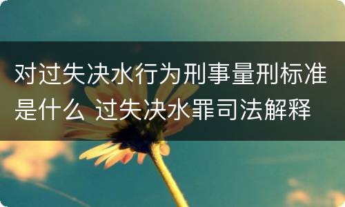对过失决水行为刑事量刑标准是什么 过失决水罪司法解释