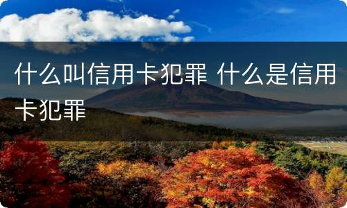 什么叫信用卡犯罪 什么是信用卡犯罪