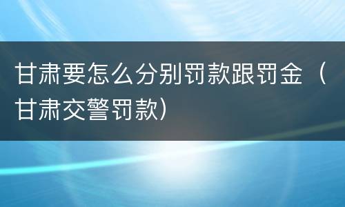 甘肃要怎么分别罚款跟罚金（甘肃交警罚款）