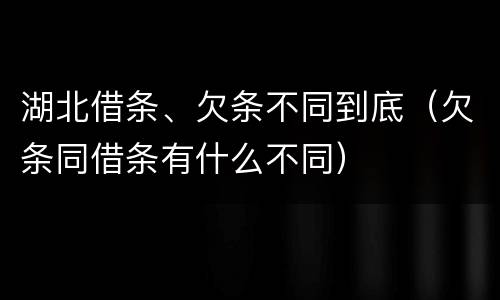 湖北借条、欠条不同到底（欠条同借条有什么不同）