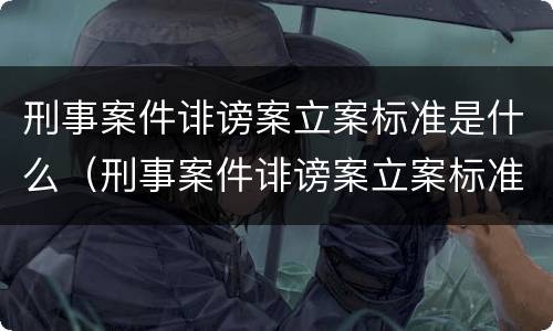 刑事案件诽谤案立案标准是什么（刑事案件诽谤案立案标准是什么呢）