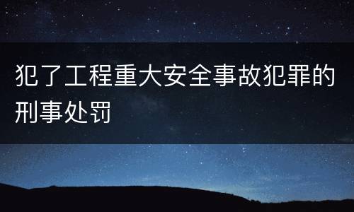 犯了工程重大安全事故犯罪的刑事处罚