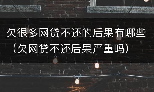 欠很多网贷不还的后果有哪些（欠网贷不还后果严重吗）