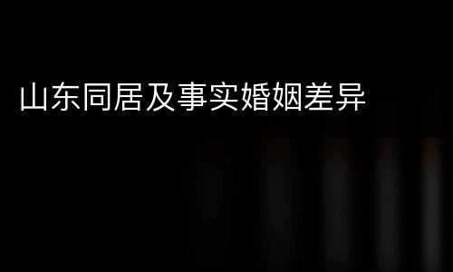 山东同居及事实婚姻差异