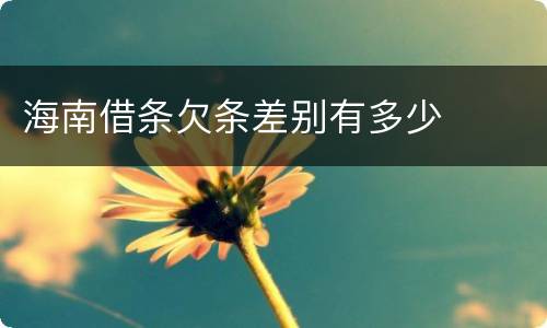 海南借条欠条差别有多少