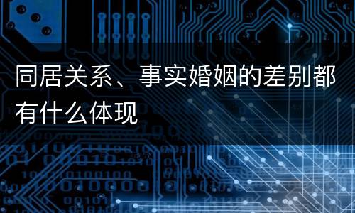 同居关系、事实婚姻的差别都有什么体现