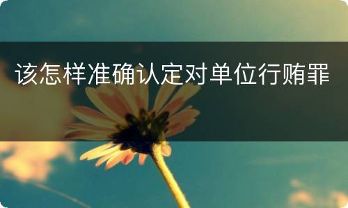 该怎样准确认定对单位行贿罪