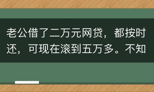 老公借了二万元网贷，都按时还，可现在滚到五万多。不知道怎么办