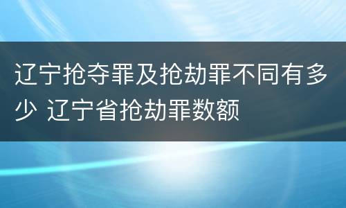 辽宁抢夺罪及抢劫罪不同有多少 辽宁省抢劫罪数额