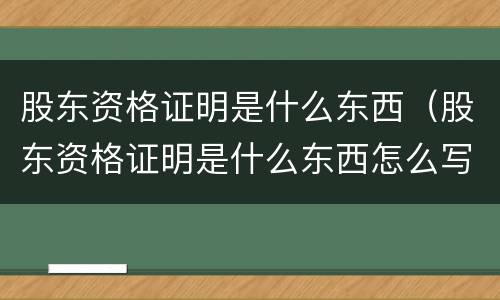 股东资格证明是什么东西（股东资格证明是什么东西怎么写）
