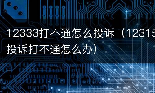 12333打不通怎么投诉（12315投诉打不通怎么办）