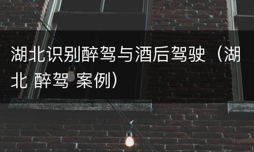 湖北识别醉驾与酒后驾驶（湖北 醉驾 案例）