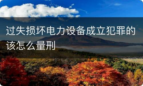过失损坏电力设备成立犯罪的该怎么量刑
